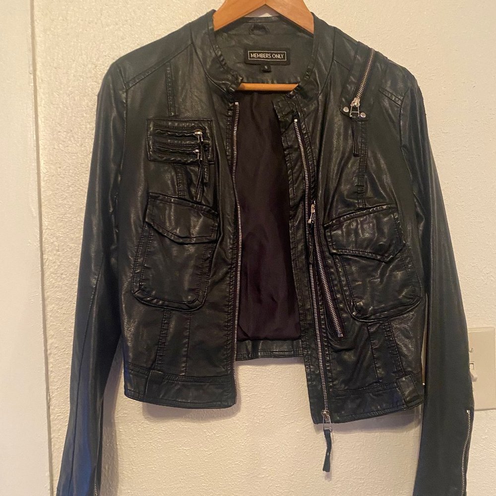 Members only Leather Jacket- black small